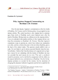 Why Aquinas Stopped Commenting on Boethius's De Trinitate