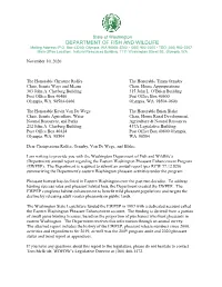 Eastern Washington Pheasant Enhancement Program Annual Report Washington Department of Fish and Wildlife