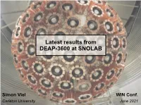 Latest Results from DEAP-3600 at SNOLAB