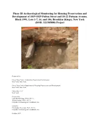 Phase IB Archaeological Monitoring for Housing Preservation