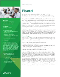 Pivotal Software Chooses Hybrid Cloud Platform to Connect Far-Flung Global Startup
