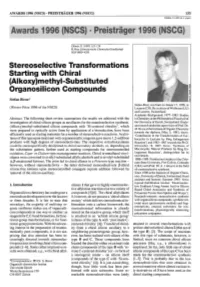 Stereoselective Transformations Starting with Chiral (Aikoxy)Methyl-Substituted Organosilicon Compounds