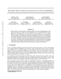 Training Data Leakage Analysis in Language Models