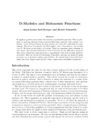 D-Modules and Holonomic Functions