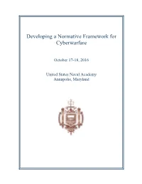 Developing a Normative Framework for Cyberwarfare