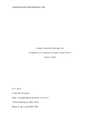 Exception to Or Exemplar of Canada's Family Policy?