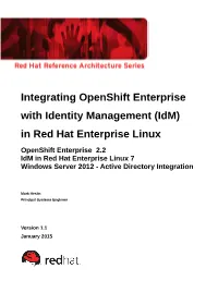 Integrating Openshift Enterprise with Identity Management (Idm) in Red Hat Enterprise Linux
