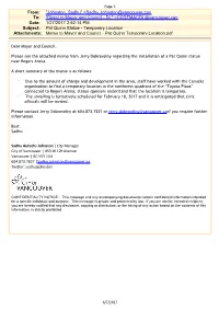 Pat Quinn Statue - Temporary Location Attachments: Memo to Mayor and Council - Pat Quinn Temporary Location.Pdf