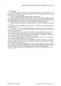 715A.2 Forgery. 1. a Person Is Guilty of Forgery If, with Intent to Defraud Or