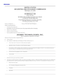 AKAMAI TECHNOLOGIES, INC. (Name of Registrant As Specified in Its Charter) Payment of Filing Fee (Check the Appropriate Box)