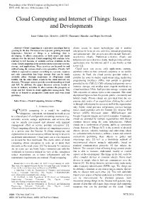 Cloud Computing and Internet of Things: Issues and Developments
