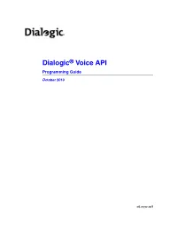 Dialogic Voice API Programming Guide