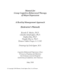 Manual for Group Cognitive-Behavioral Therapy of Major Depression a Reality Management Approach