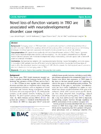 Novel Loss-Of-Function Variants in TRIO Are Associated With