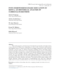 Post-Independence Basic Education in Kenya: an Historical Analysis of Curriculum Reforms