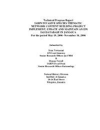 Technical Progress Report IABIN INVASIVE SPECIES THEMATIC