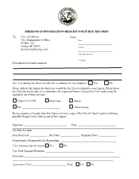 FOIA--Public Records Request