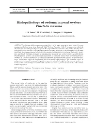 Histopathology of Oedema in Pearl Oysters Pinctada Maxima