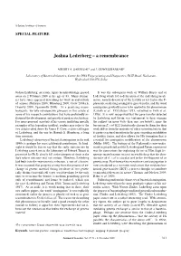 Joshua Lederberg – a Remembrance