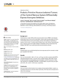 Pediatric Primitive Neuroectodermal Tumors of the Central Nervous System Differentially Express Granzyme Inhibitors