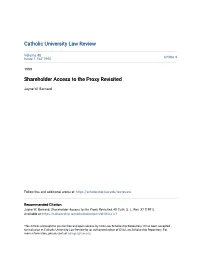 Shareholder Access to the Proxy Revisited