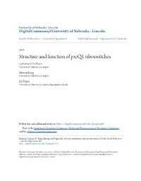 Structure and Function of Preq1 Riboswitches Catherine D