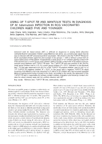 Using of T-Spot.Tb and Mantoux Tests in Diagnosis of M