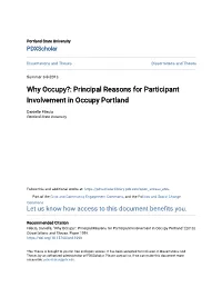 Why Occupy?: Principal Reasons for Participant Involvement in Occupy Portland
