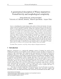 A Grammatical Description of Warao Imperatives: Formal Brevity and Morphological Complexity