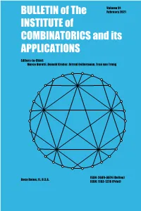 Bulletinofthe Instituteof Combinatoricsandits