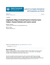 Chabad V. Russian Federation and Lessons Learned
