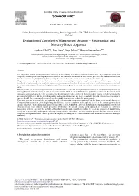 Evaluation of Complexity Management Systems – Systematical and Maturity-Based Approach