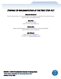Stepping up Implementation of the First Step Act