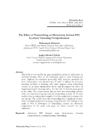 The Effect of Transcribing on Elementary Iranian EFL Learners