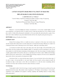 A Study on Equity Share Price Volatility of Selected