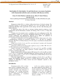 Interleukin-10, Interleukin- 16 and Interferon-Γ in Serum of Patients with Rheumatoid Arthritis and Correlation with Disease Activity