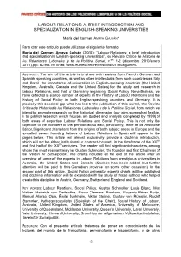 Labour Relations: a Brief Introduction and Specialization in English-Speaking Universities