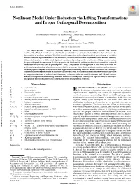 Nonlinear Model Order Reduction Via Lifting Transformations and Proper Orthogonal Decomposition