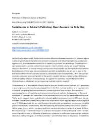 Social Justice in Scholarly Publishing: Open Access Is the Only Way