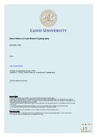 Some Notes on Code-Based Cryptography Löndahl, Carl