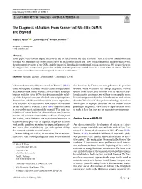 The Diagnosis of Autism: from Kanner to DSM‑III to DSM‑5 and Beyond
