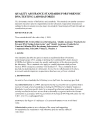 Quality Assurance Standards for Forensic Dna Testing Laboratories