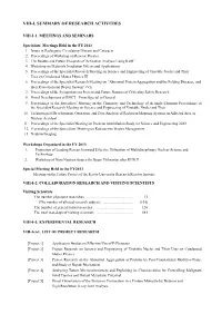 Viii-I. Summary of Research Activities