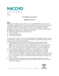 13-04 STATEMENT of POLICY Healthy Food Access