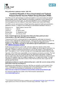 Combined Hepatitis a Virus (Inactivated) and Typhoid Polysaccharide Vaccine Patient Group Direction (PGD)
