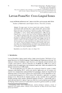 Latvian Framenet: Cross-Lingual Issues