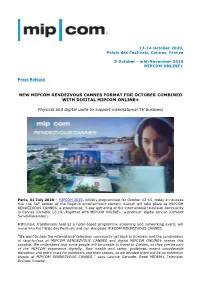 New Mipcom Rendezvous Cannes Format for October Combined with Digital Mipcom Online+