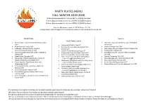 Party Plates Menu