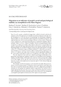 SOCIAL Psychology Migration As an Indicator