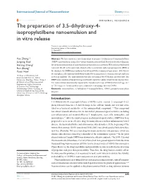 The Preparation of 3,5-Dihydroxy-4- Isopropylstilbene Nanoemulsion and in Vitro Release